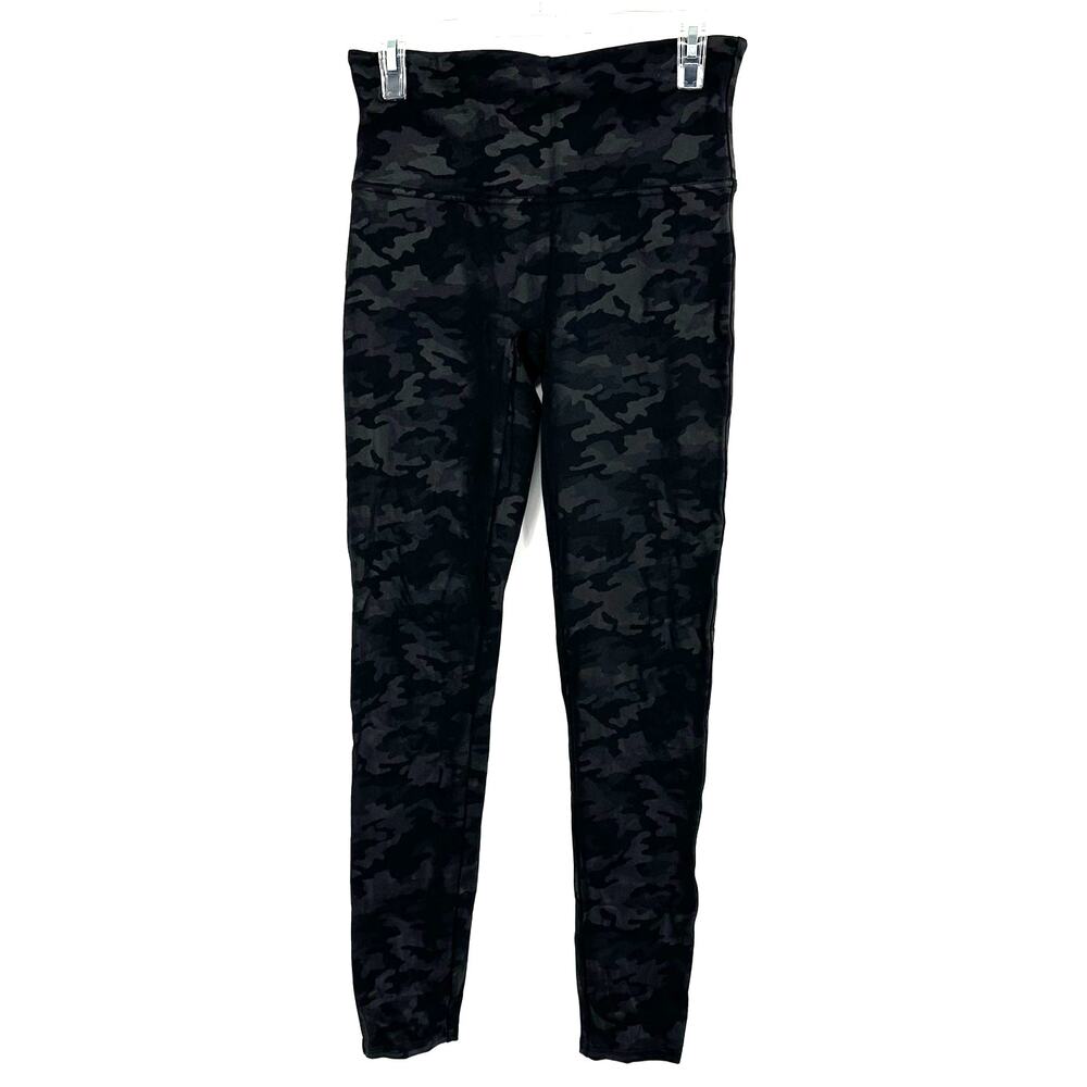 Spanx Size Large Full Length Leggings Camo Print Gray Pull On Elastic Waist
